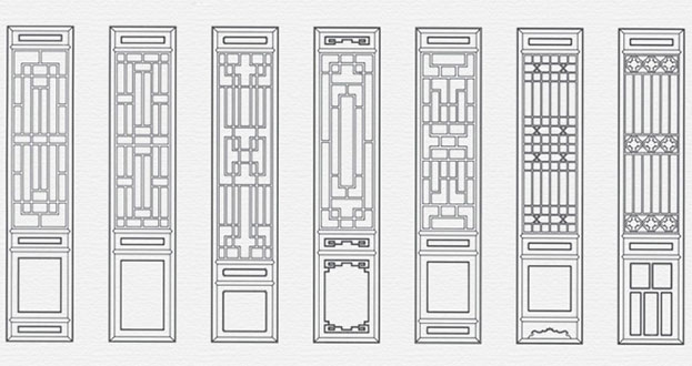 旬邑常用中式仿古花窗图案隔断设计图